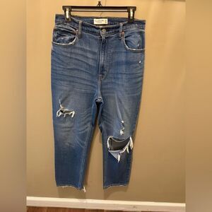 Abercrombie & Fitch Women's High Rise Distressed Blue Jeans
